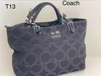 Coach handtas zwarte canvas en lak leer  T13, Ophalen of Verzenden, Gebruikt, Zwart, Overige merken