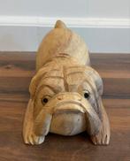 Handgemaakte Suar-houten liggende hond - KLEIN +/- 20cm lang, Antiek en Kunst, Kunst | Beelden en Houtsnijwerken, Ophalen of Verzenden