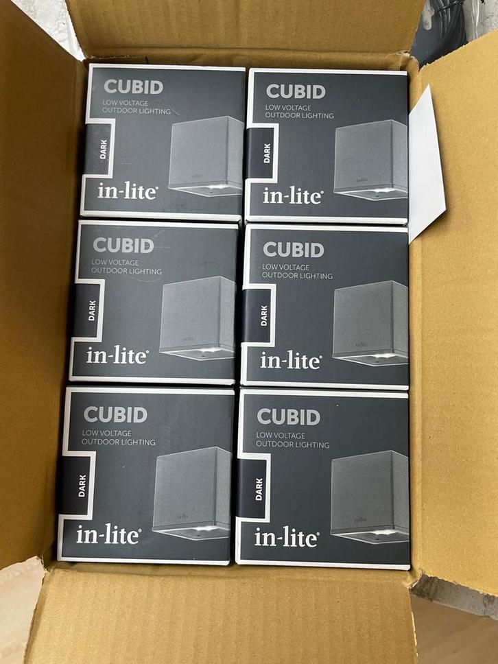 In-lite Cubid dark 4 stuks, Tuin en Terras, Buitenverlichting, Nieuw, Wandlamp, Aluminium, Minder dan 50 watt, Netvoeding, Waterbestendig