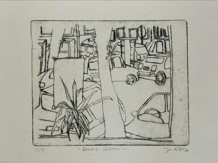 Johanne Ritter - Ets “Besser Leben” - Neue Leipziger Schule, Antiek en Kunst, Kunst | Etsen en Gravures, Ophalen of Verzenden