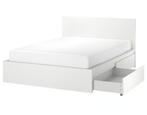 Malm bed inrichting 160x200, met vier lades en lattenbodem, Huis en Inrichting, Slaapkamer | Bedden, Ophalen, Gebruikt, Wit, Tweepersoons