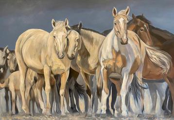 Schilderij  wilde mustangs beschikbaar voor biedingen