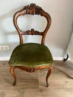 Antieke Eetkamerstoelen met Groene Bekleding (4), Antiek en Kunst, Ophalen