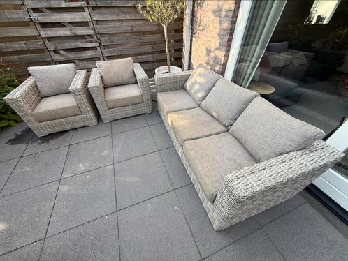 Luxe loungeset, 3-zits bank + 2 fauteuils, Tuin en Terras, Tuinsets en Loungesets, Gebruikt, Loungeset, Rotan, 5 zitplaatsen, Bank