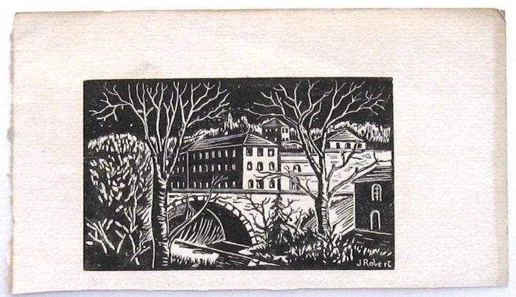 A79-9 Boekillustratie zwart-wit J. Robert?, Antiek en Kunst, Kunst | Litho's en Zeefdrukken, Ophalen of Verzenden