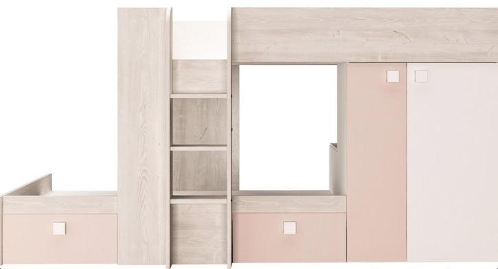 Stapelbed met kast Essen - Oud Roze, Kinderen en Baby's, Kinderkamer | Stapelbedden en Hoogslapers, Nieuw, Stapelbed, Ophalen