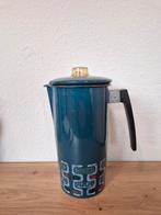 Blauw emaille koffiepot met filter., Antiek en Kunst, Ophalen of Verzenden