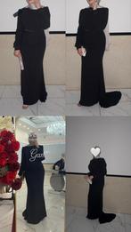 Elegante zwarte abiye met zilveren details, Ophalen of Verzenden, Zo goed als nieuw, Zwart, Galajurk
