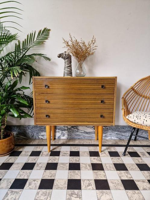 Vintage midcentury ladekast | kast | commode retro, Huis en Inrichting, Kasten | Ladekasten, Gebruikt, Minder dan 100 cm, 50 tot 100 cm