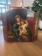 Antiek Scherm met Madonna en Kind Schilderij, Ophalen