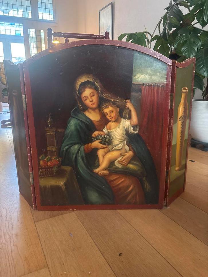 Antiek Scherm met Madonna en Kind Schilderij, Antiek en Kunst, Kunst | Schilderijen | Klassiek, Ophalen