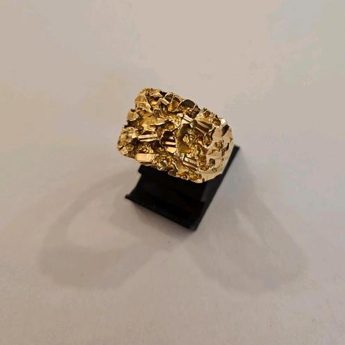 14 karaats gouden Piet Piet ring geelgoud handgemaakt, Sieraden, Tassen en Uiterlijk, Ringen, Zo goed als nieuw, Heer, 18 tot 19