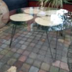 BOOMSCHIJVENTAFEL MET GLASPLAAT, Huis en Inrichting, Ophalen, Gebruikt, Rond, 50 tot 100 cm