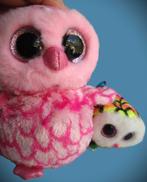 Ty Beanie Boo Uil Twiggy Roze + Ty Teeny Tys Hootie Regen, Ophalen of Verzenden, Zo goed als nieuw, Overige typen