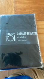 4 damast servetten, Ophalen of Verzenden, Nieuw, Zwart, Overige typen