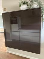 Bruine hoogglans wandkast 125 x 125 x 35, Huis en Inrichting, Kasten | Wandmeubels, Ophalen, Met deur(en), 100 tot 150 cm, Zo goed als nieuw