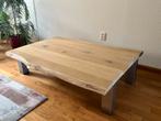 Boomstam Salontafel Eikenhout & RVS 120x86cm, Ophalen, Gebruikt, 100 tot 150 cm, Eikenhout