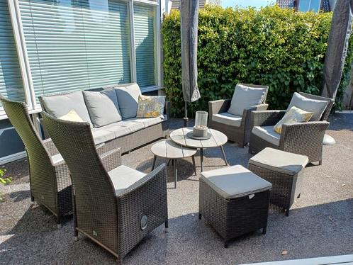 Loungeset met bijpassende relaxfauteuils met hockers., Tuin en Terras, Tuinsets en Loungesets, Zo goed als nieuw, Wicker, Bank
