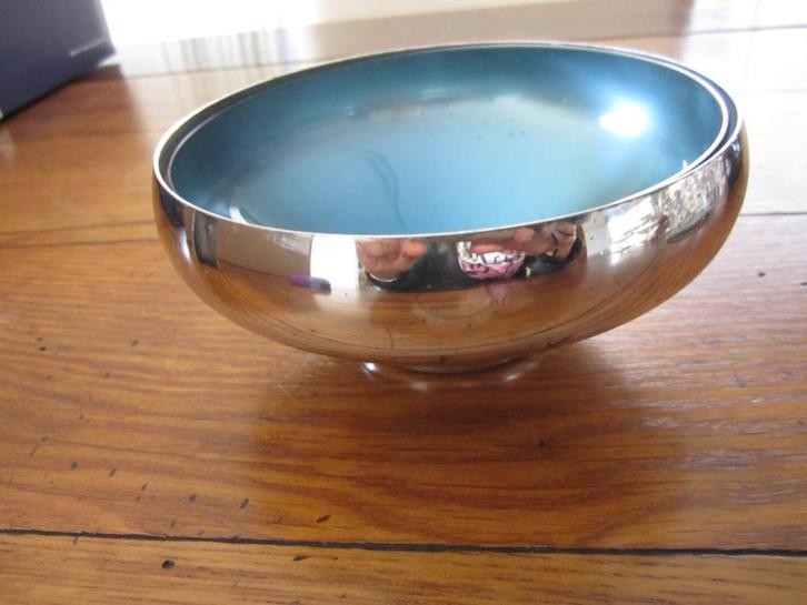 schaaltje met blauw glazen inzet, Antiek en Kunst, Curiosa en Brocante, Ophalen of Verzenden