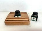 Vintage houten pennenhouder met kroontjespen en inkt, Ophalen, Huis en Inrichting