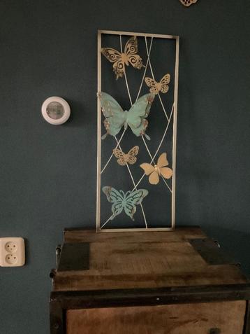 wanddecoratie vlinders vlinder metaal muurrek blauwig goud beschikbaar voor biedingen