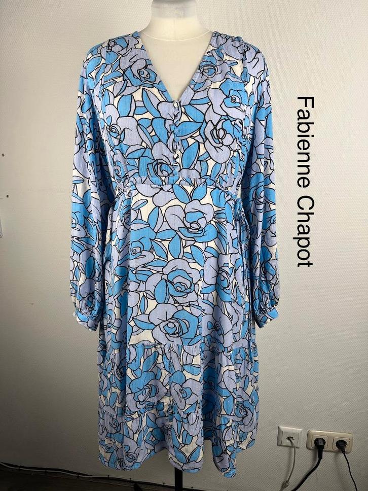 Fabienne Chapot Jurk  (mt: 42) 17,2/9102, Kleding | Dames, Jurken, Zo goed als nieuw, Maat 42/44 (L), Blauw, Onder de knie, Ophalen of Verzenden