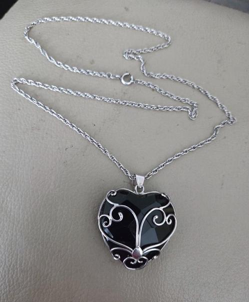 Zilveren (925) HART hanger + zilveren (835) LANGE ketting, Sieraden, Tassen en Uiterlijk, Kettingen, Zo goed als nieuw, Zilver