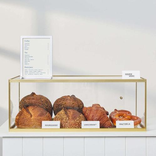 ZGAN! Grote gouden Bakery Display Case vitrine showvitrine, Huis en Inrichting, Kasten | Vitrinekasten, Zo goed als nieuw, Minder dan 100 cm