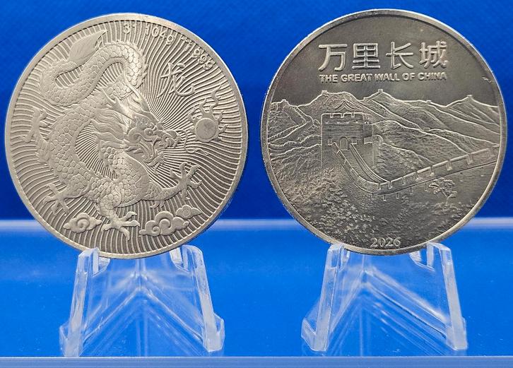 (10211) TITANIUM AZTEC & THE GREAT WALL ONE OUNCE, Postzegels en Munten, Edelmetalen en Baren, Koper, Ophalen of Verzenden
