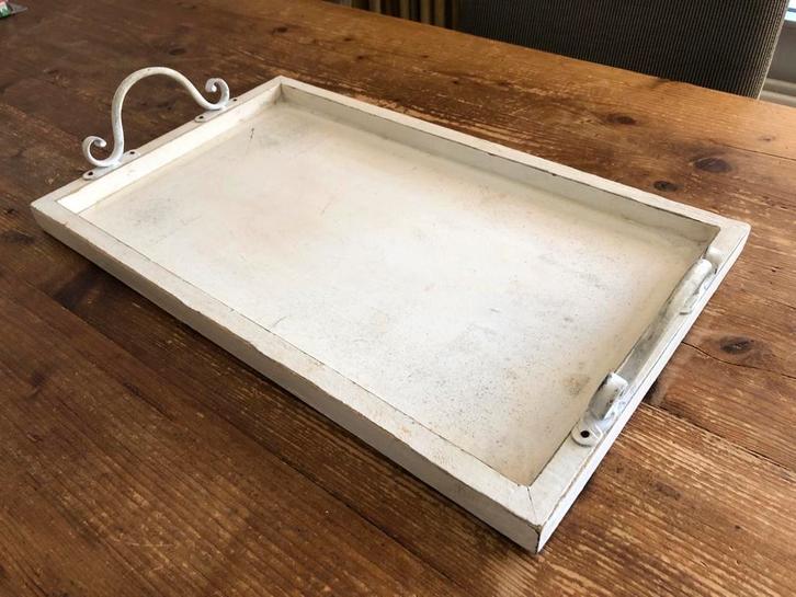 Houten Dienblad met Metalen Handgrepen, Huis en Inrichting, Woonaccessoires | Dienbladen, Gebruikt, Hout, Rechthoekig, Ophalen