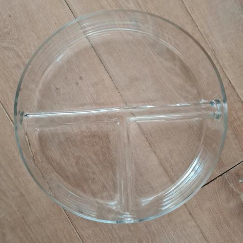 Glazen 3 vlaks decoratie schaal ZGAN, Huis en Inrichting, Woonaccessoires | Schalen en Manden, Zo goed als nieuw, Rond, Glas, Ophalen of Verzenden
