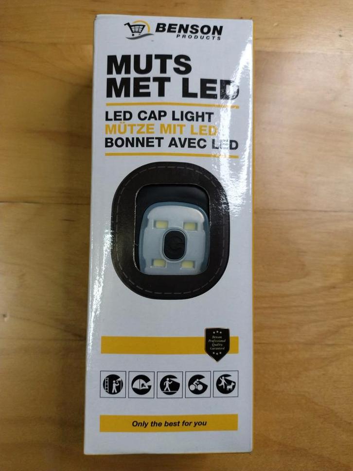 Benson LED Cap Light - Muts met LED Verlichting - Nieuw, Auto diversen, Auto-accessoires, Nieuw, Ophalen of Verzenden