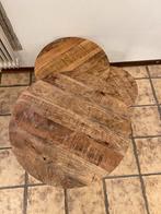 3 houten bijzettafeltjes, Huis en Inrichting, Tafels | Bijzettafels, Minder dan 55 cm, Gebruikt, Rond, Hout