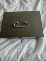 Vintage Metalen Geldkist met Sleutel, Ophalen, Gebruikt, Metaal of Blik, Overige thema's