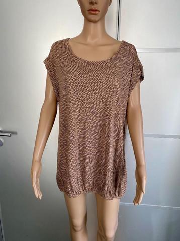 J271 Opus maat 44=L lang shirt top blouse beige/bruin beschikbaar voor biedingen