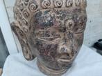 Hoofd Boeddha zwart-bruin, ca. 17 kg, uit gietijzer. In prim, Ophalen, Gebruikt