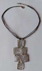 Koopje! Jéh koord ketting/grote zilveren design hanger, incl, Verstelbaar, Verzenden, Zo goed als nieuw, Zilver