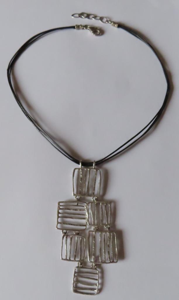 Koopje! Jéh koord ketting/grote zilveren design hanger, incl, Sieraden, Tassen en Uiterlijk, Kettingen, Zo goed als nieuw, Zilver