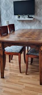Leuke tafel met vier stoelen 90 /150, Huis en Inrichting, Ophalen of Verzenden, Zo goed als nieuw, 4 tot 6 stoelen