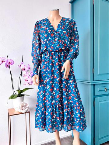 STEPS jurk maat 36/38 - donkerblauw met rode bliemetjes beschikbaar voor biedingen
