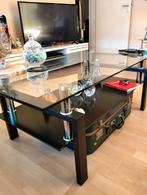 Zwarte glazen salontafel 60x120x45 cm, Huis en Inrichting, Tafels | Salontafels, Ophalen, Gebruikt, 100 tot 150 cm, 50 tot 100 cm