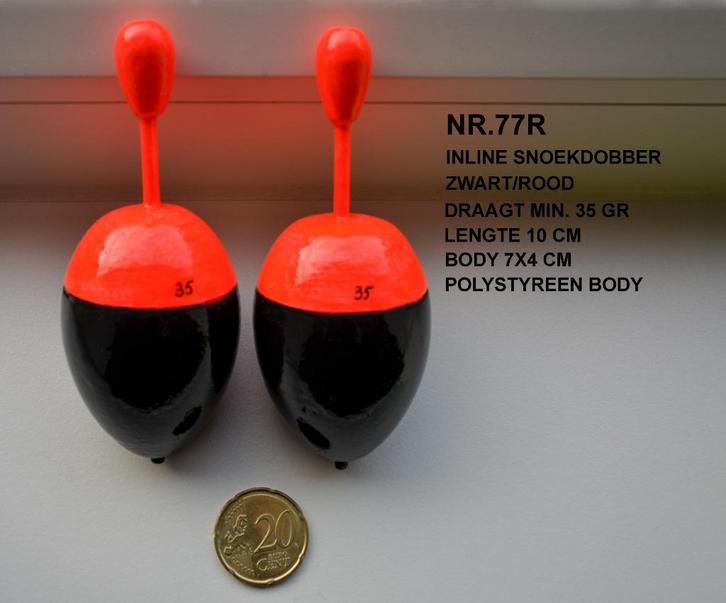 SNOEKDOBBER INLINE HANDBUILT NR. 77R / 35 gram, Watersport en Boten, Hengelsport | Roofvissen, Nieuw, Dobber of Lood, Ophalen of Verzenden