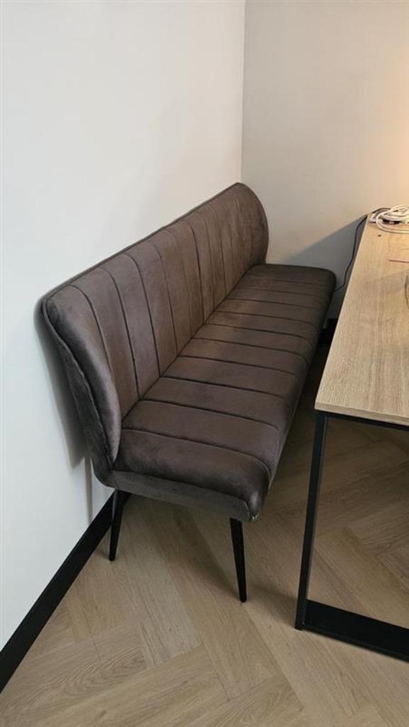 Eetkamerbank grijs velvet, Huis en Inrichting, Banken | Sofa's en Chaises Longues, Nieuw, Driepersoons, 150 tot 200 cm, Minder dan 75 cm