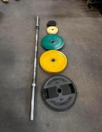 105kg Olympische Gewichten + Olympische Barbell, Sport en Fitness, Fitnessmaterialen, Ophalen, Gebruikt, Halterschijven