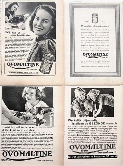 33 vintage advertenties reclames Ovomaltine 1935-69 Ovo, Verzamelen, Merken en Reclamevoorwerpen, Ophalen