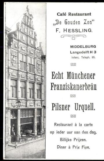 Middelburg (Zld.), Promo Café De Gouden Zon, ca. 1908 beschikbaar voor biedingen