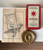 Roode ster Tabak blik 1940 en messing asbak., Ophalen of Verzenden, Gebruikt, Tabaksdoos of Verpakking