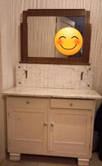 Leuke antieke waskast. Marmeren blad., Ophalen, Gebruikt, Met deur(en), 50 tot 100 cm