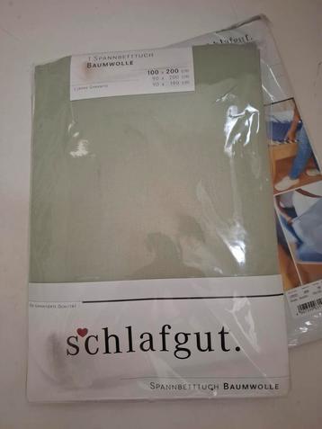 2x Schlafgut hoeslaken lichtgroen 100 x 200 beschikbaar voor biedingen