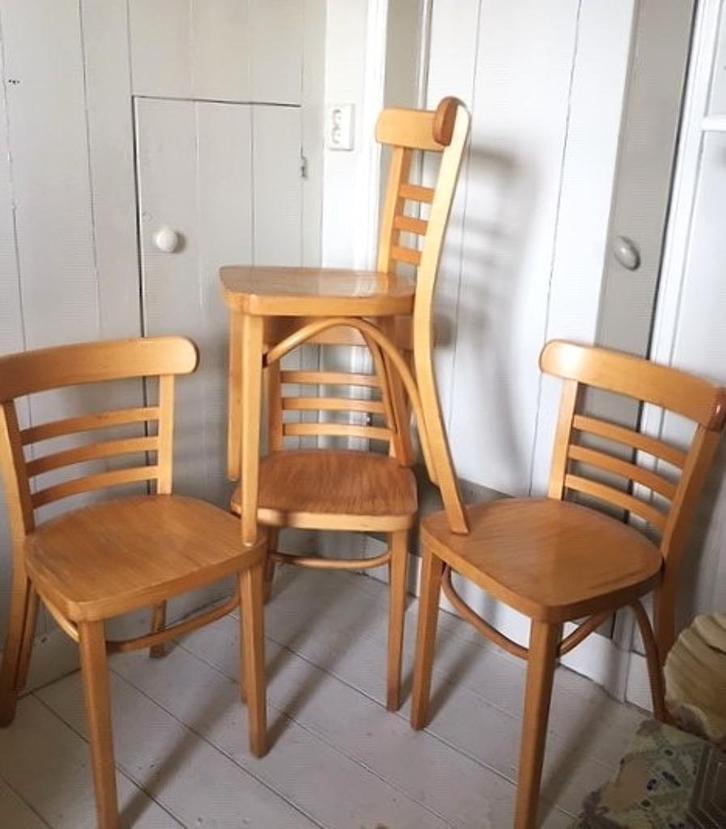 stoelen keukenstoel thonet radomsko eettafel lichtbruin 50's, Huis en Inrichting, Stoelen, Gebruikt, Vier, Hout, Bruin, Ophalen of Verzenden